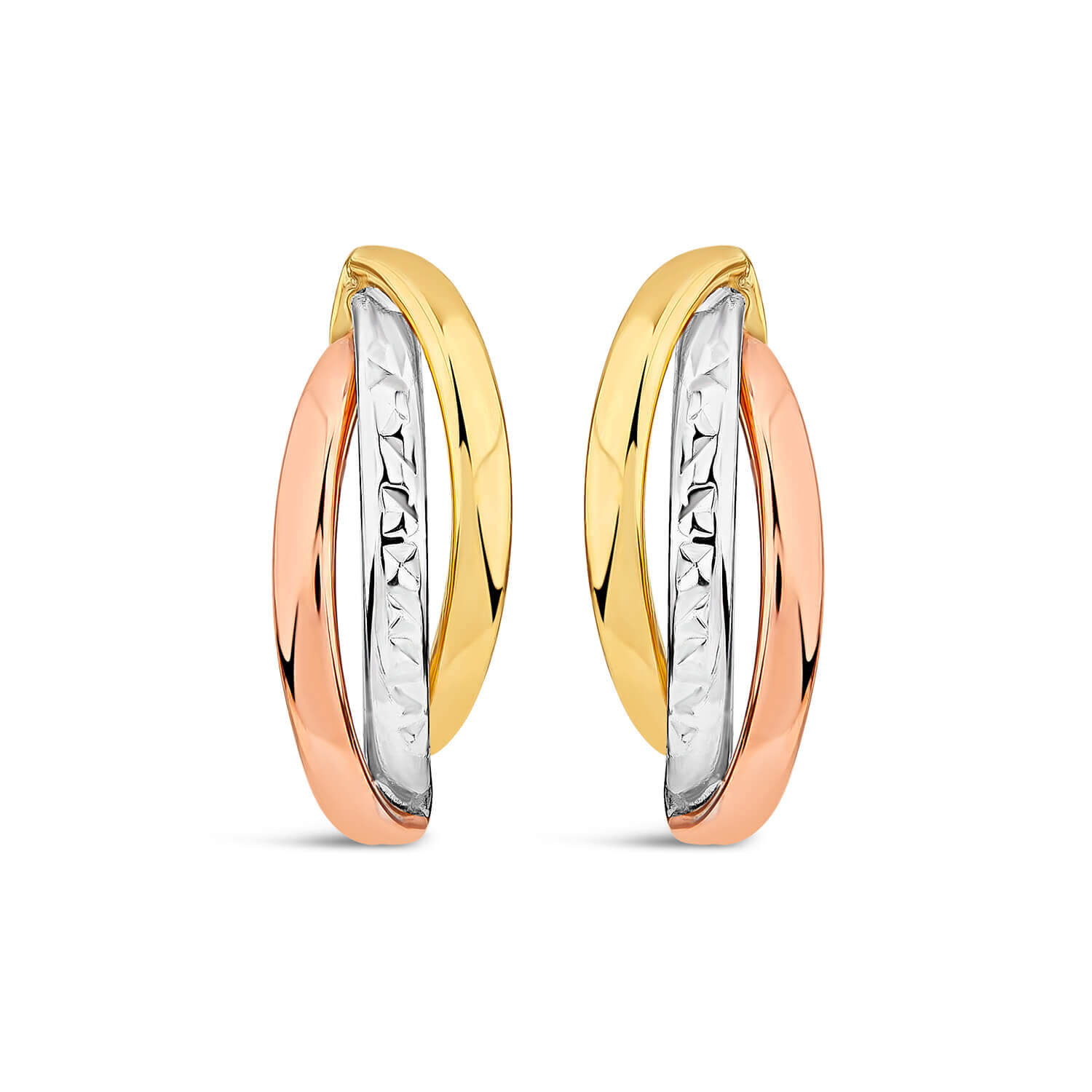 Three colour gold earrings online