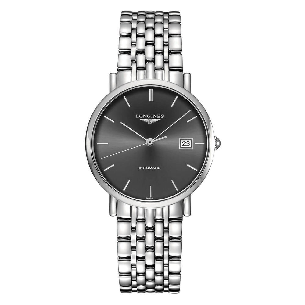 Longines Elegance Black Dial Steel Bracelet Men's Watch image number 0