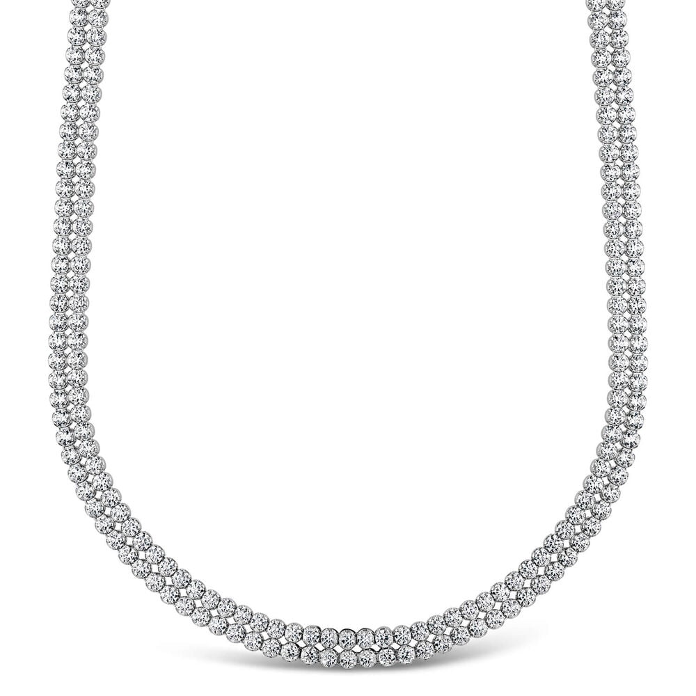 Ladies Sterling Silver Double Row Crystal necklace