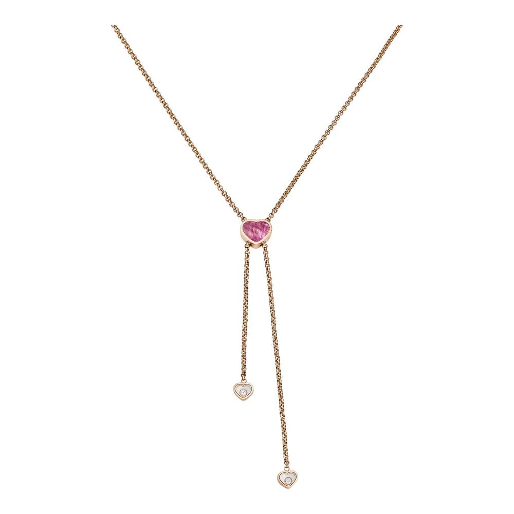 Chopard Happy Hearts 18ct Rose Gold Pink Mother of Pearl & Diamond Tie Necklace image number 0