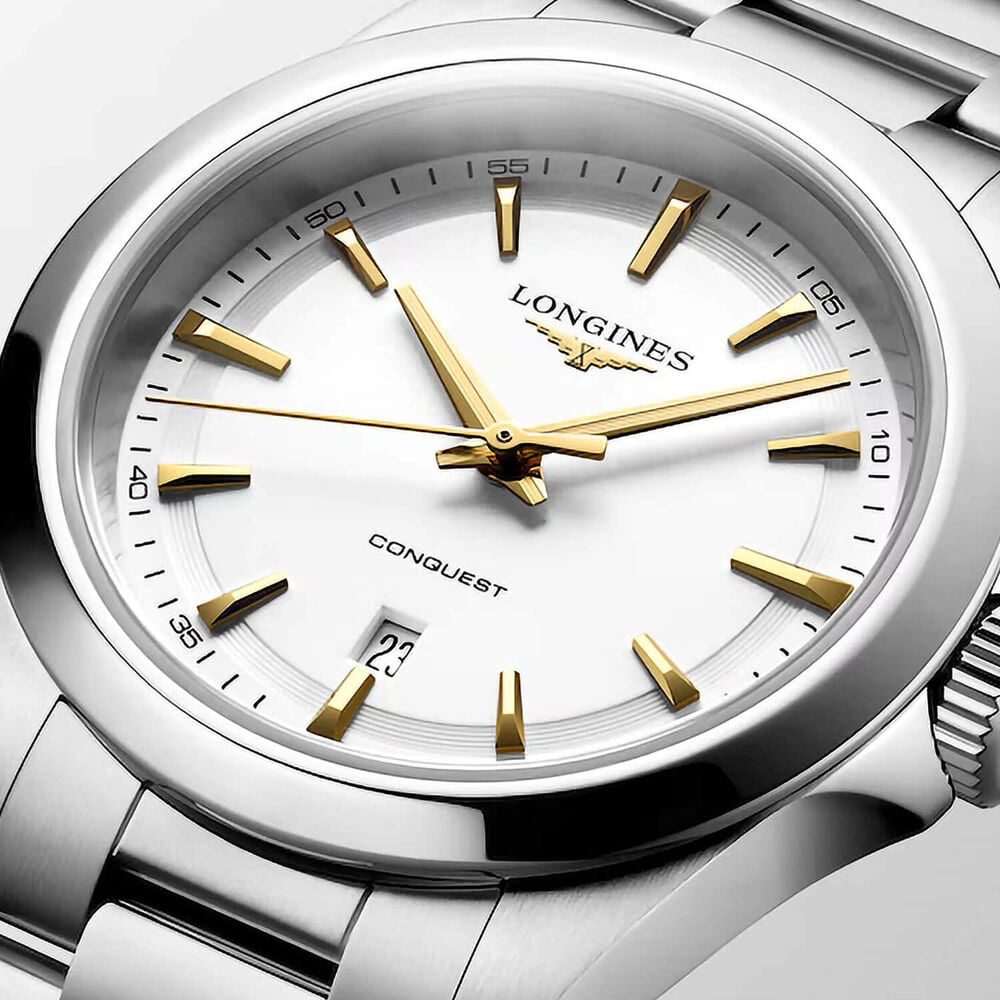 Longines Conquest 30mm White Dial Stainless Steel Bracelet Watch