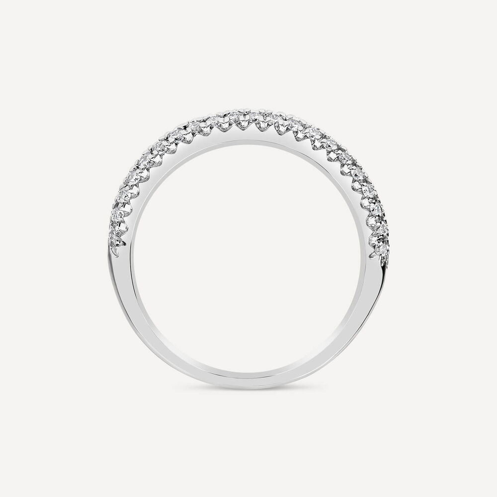 18ct White Gold Double Row 0.33ct Diamond Pave Domed Wedding Ring image number 3