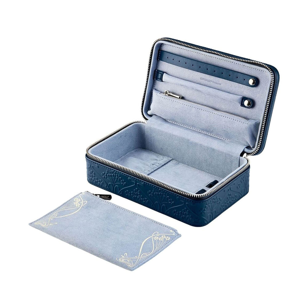 WOLF X LIBERTY Navy All Over Ianthe Medium Jewellery Zip Travel Case