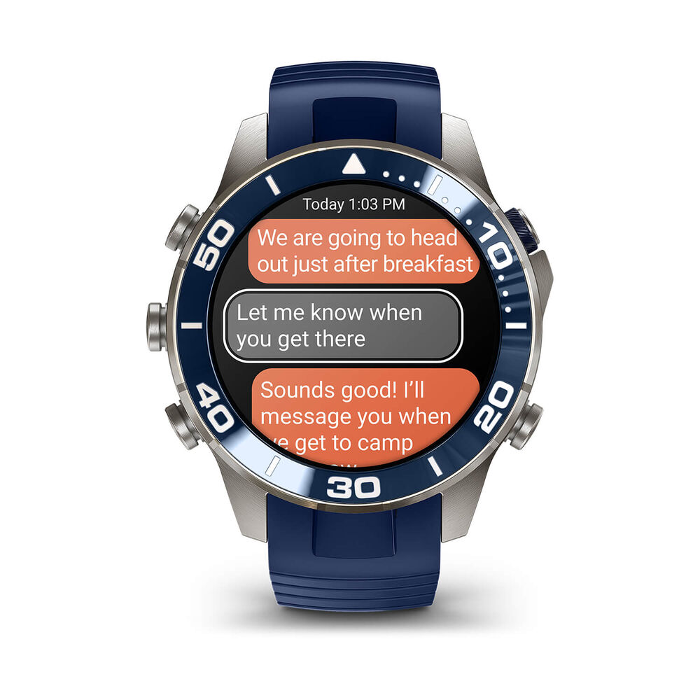 Garmin MARQ Diver (Gen 3) 47mm Grade 5 Titanium Case Blue Silicone Rubber Strap Watch