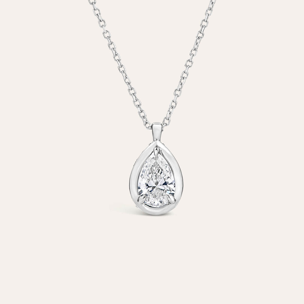 Born Orbit 9ct White Gold Lab Grown 0.82ct Oval Diamond Pendant