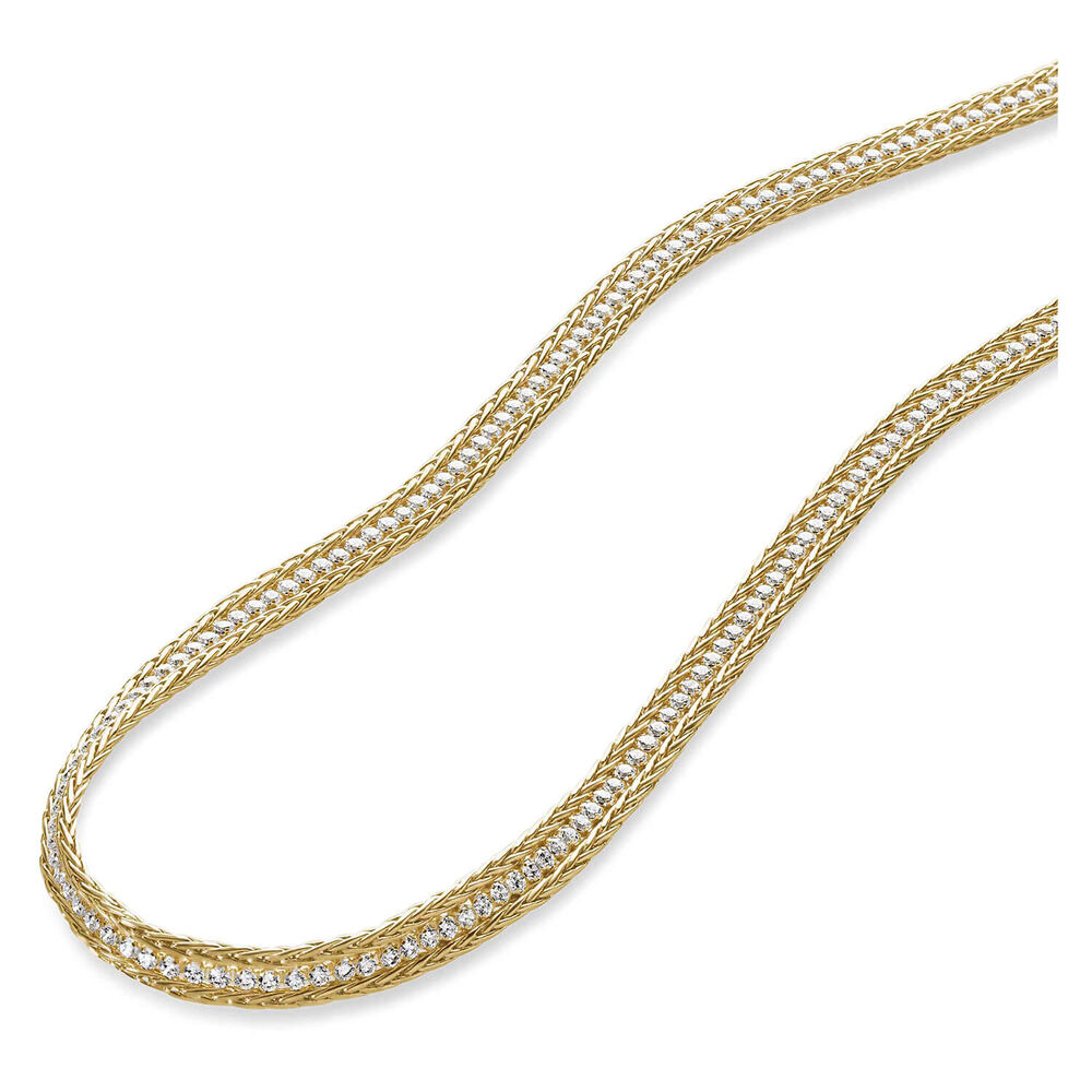 9ct Yellow Gold & Cubic Zirconia Wheat Necklace image number 1