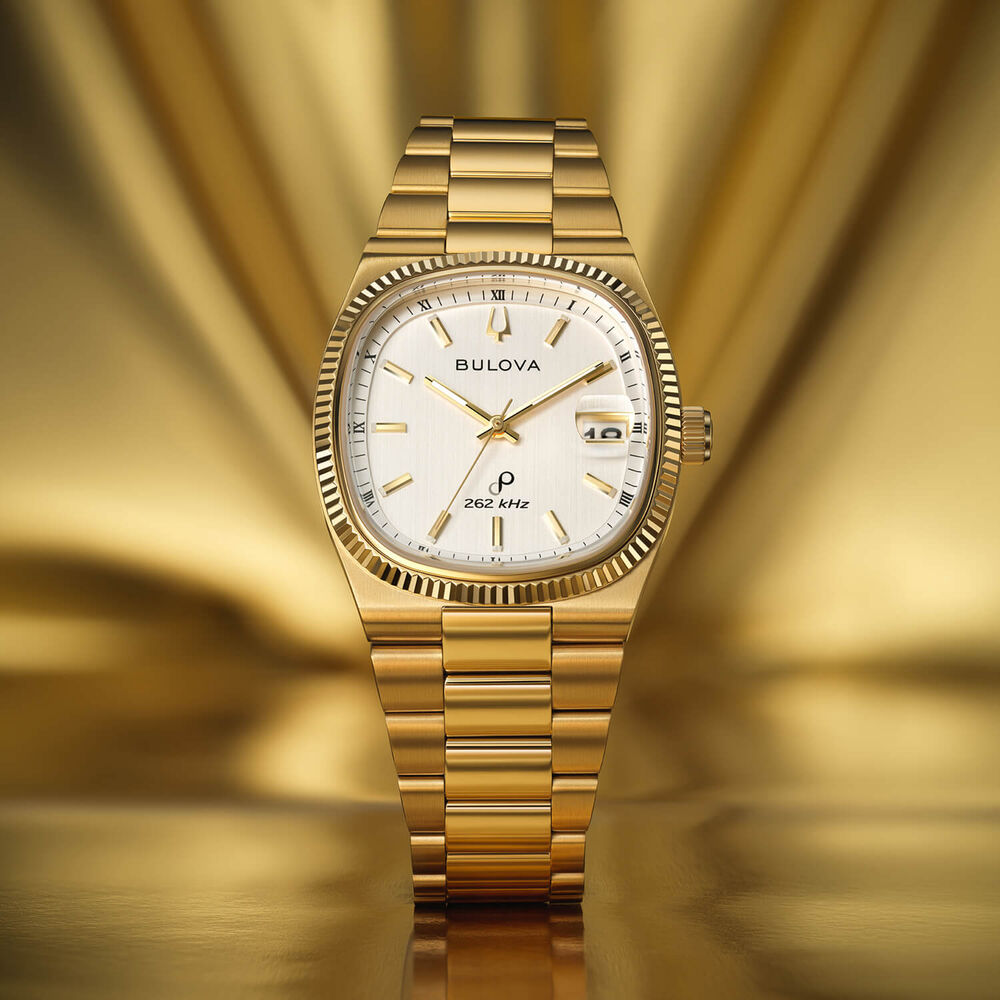 Bulova Super Seville 38mm Silver Dial Gold Tone Steel Bracelet Watch image number 4