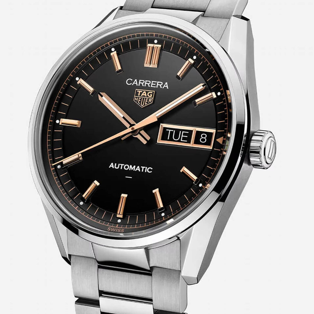 TAG Heuer Carrera Day-Date 41mm Black Dial Stainless Steel Bracelet Watch