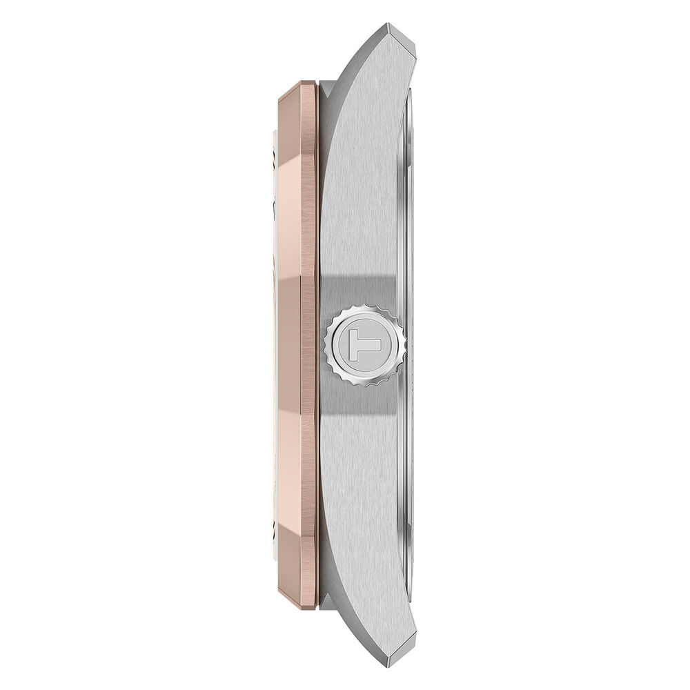 Tissot PRC 100 Solar 34mm Mother of Pearl Dial Rose Gold PVD Steel Bracelet Watch
