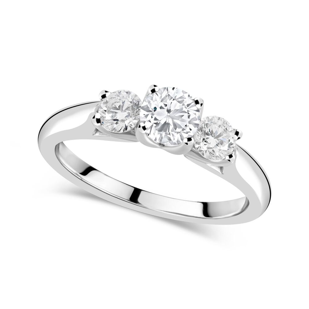 Platinum 0.75 Carat Diamond Three Stone Ring image number 0