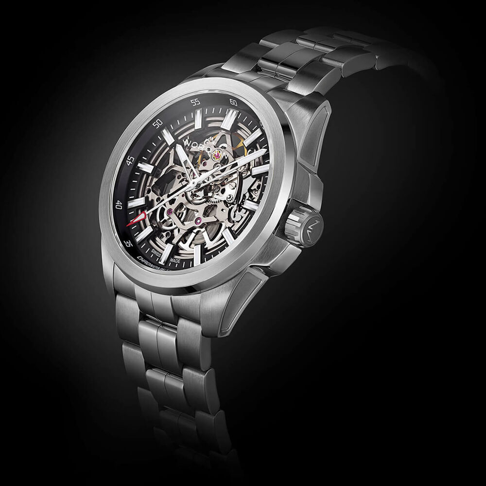 NORQAIN Independence Skeleton 42mm Dial Stainless Steel Bracelet Watch image number 2