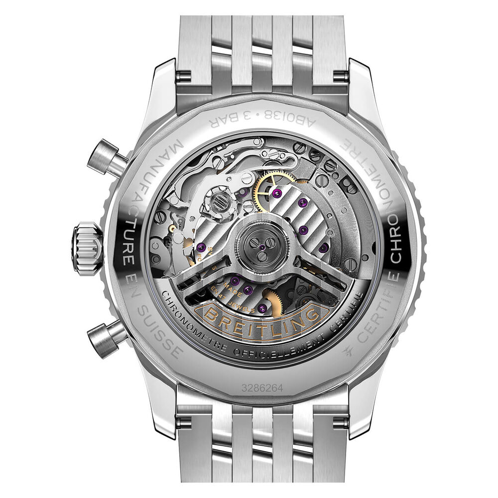 Breitling Navitimer B01 Chronograph 43 Black Dial Silver Details Steel Bracelet Watch image number 3