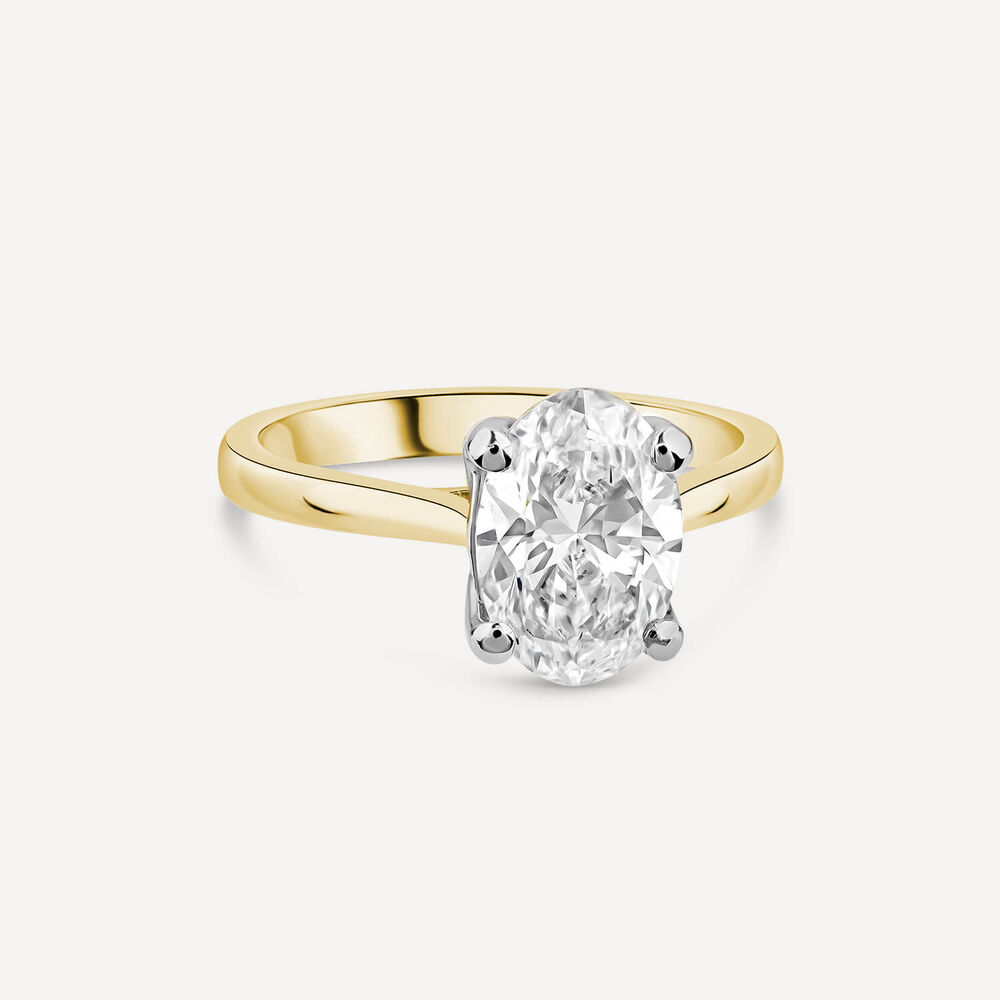 Born 18ct Yellow Gold 2.00ct Lab Grown Oval Solitaire Diamond Ring image number 2