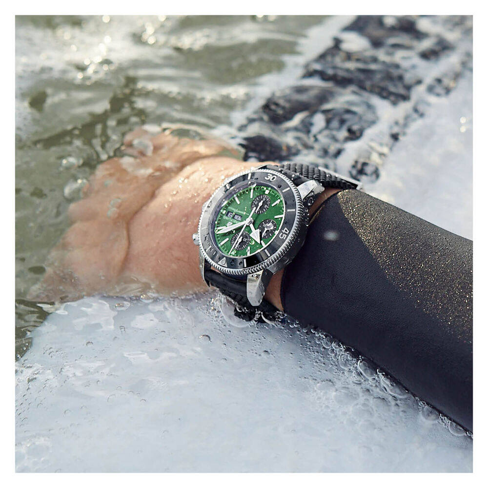 Breitling Superocean Heritage Chronograph 44mm Green Dial Black Strap Watch image number 4