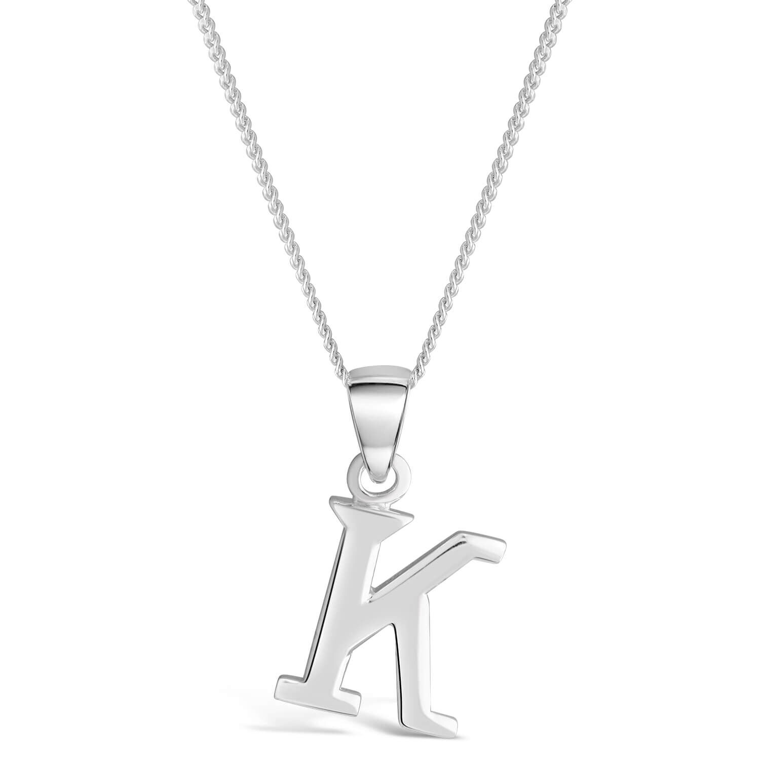 Sterling Silver Block Initial K Pendant Special Order