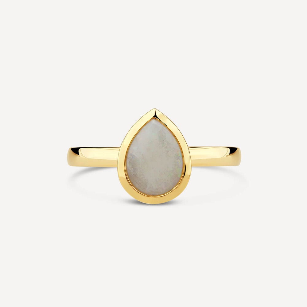 9ct Yellow Gold Teardrop Opal Gold Frame Ring image number 1