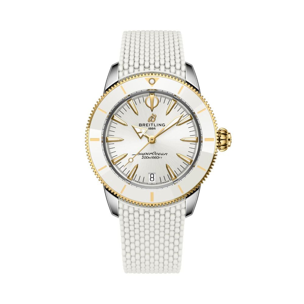 Breitling Superocean Heritage Automatic 36mm White Dial Mesh Rubber Strap Watch
