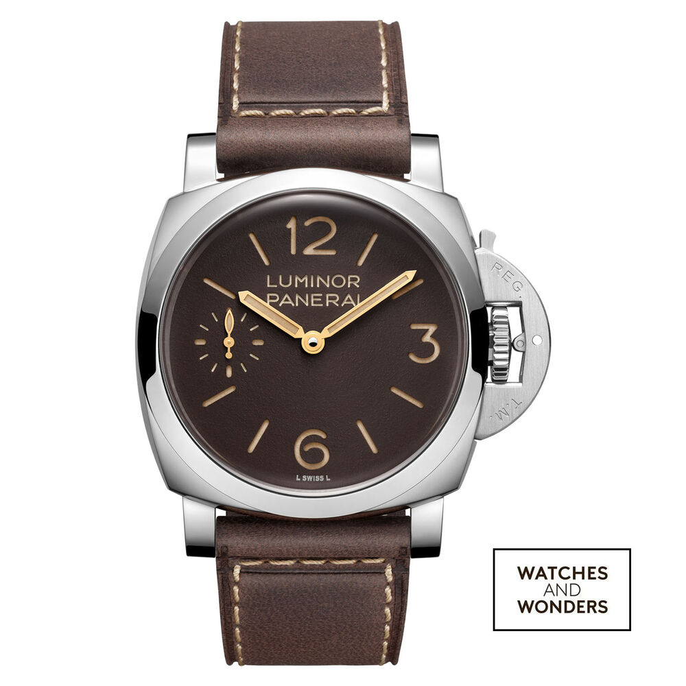 Panerai Luminor 44mm Tobacco Dial Dark Brown Leather Strap Watch