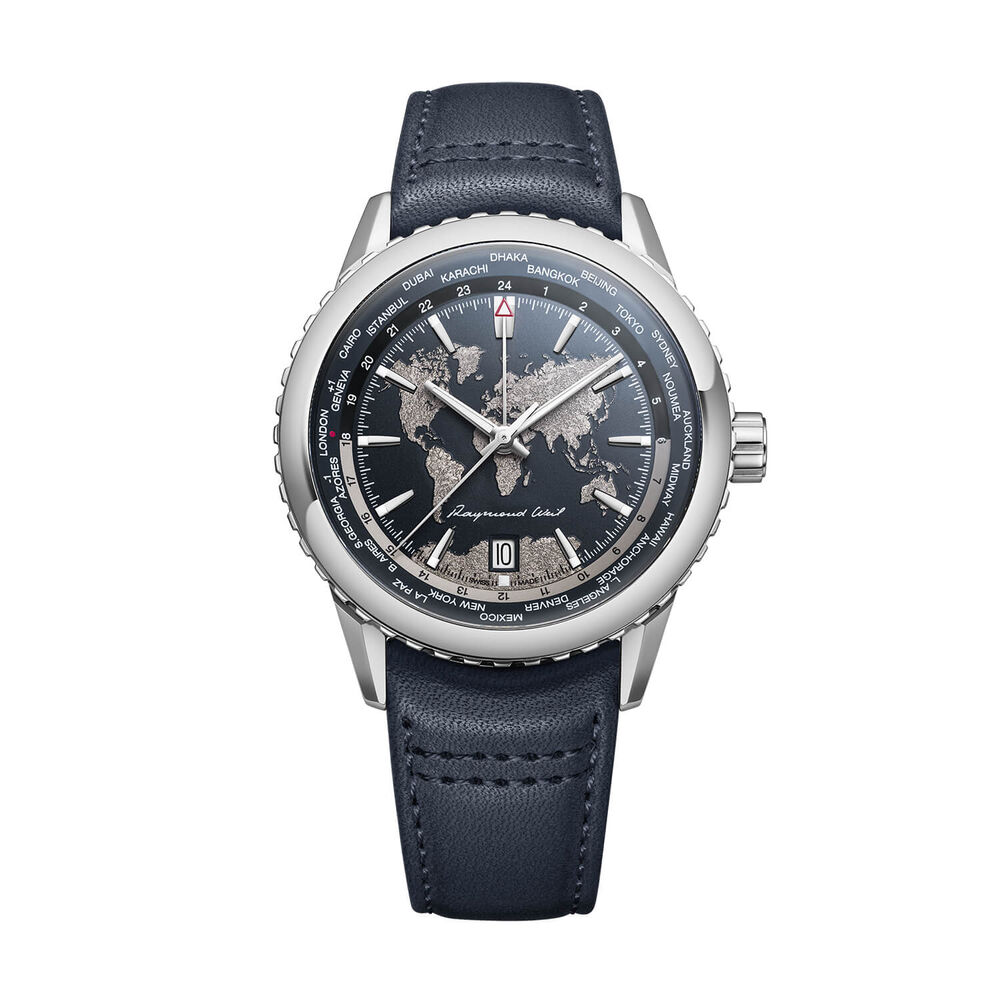Raymond Weil Freelancer World-Traveller Limited Edition 40mm Blue Dial Leather Strap Watch