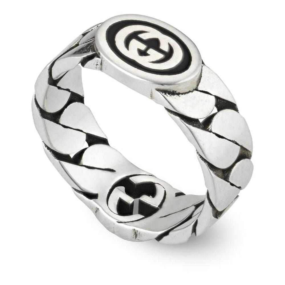 Gucci Interlocking G Woven Logo Sterling Silver Ring image number 1