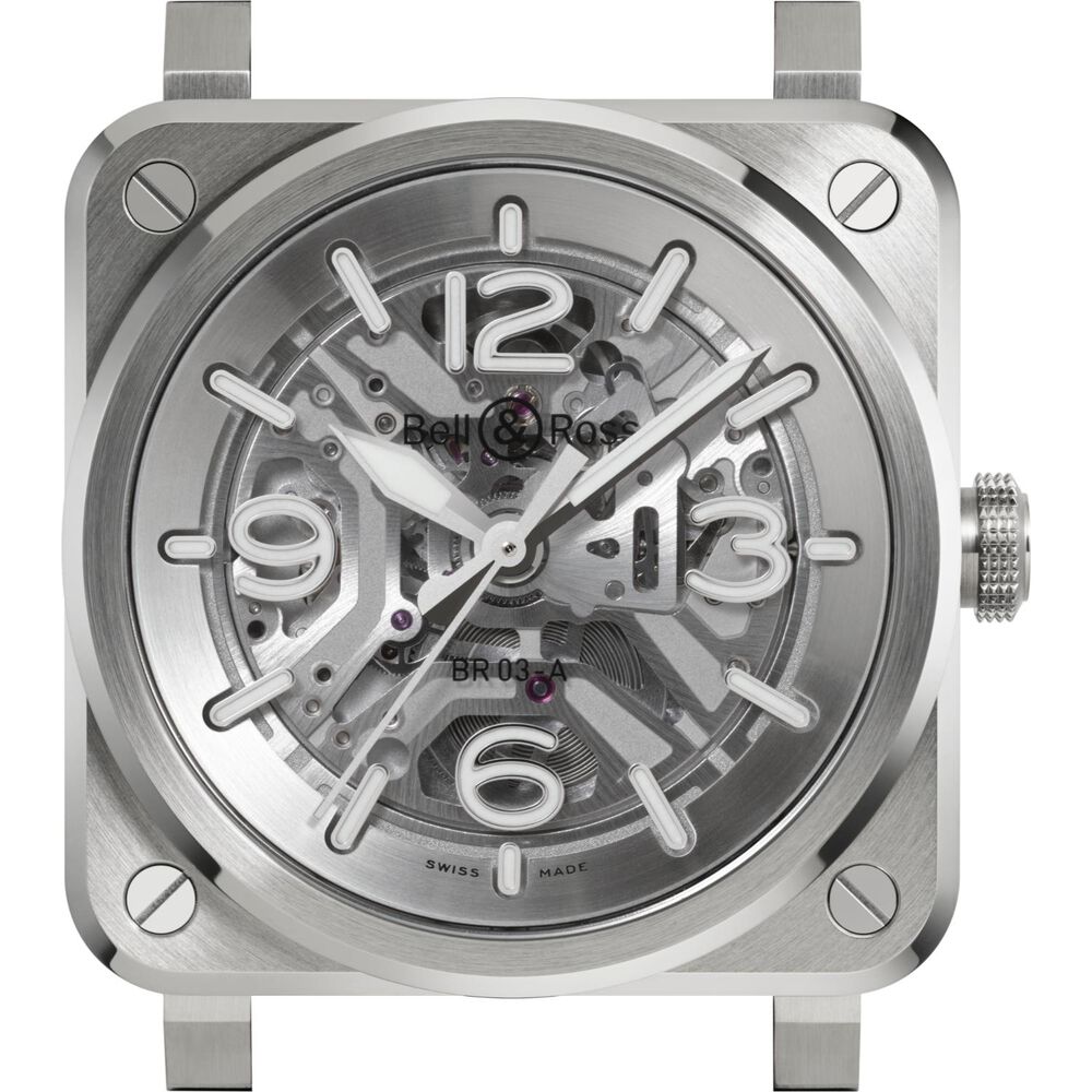 Bell & Ross BR-03 Auto 41mm Skeleton Grey Dial Rubber Strap Watch