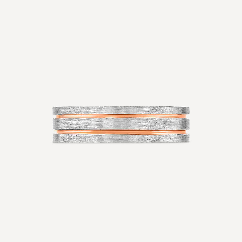 9ct Rose Gold & Platinum 2 Row Groove Men's Wedding Ring
