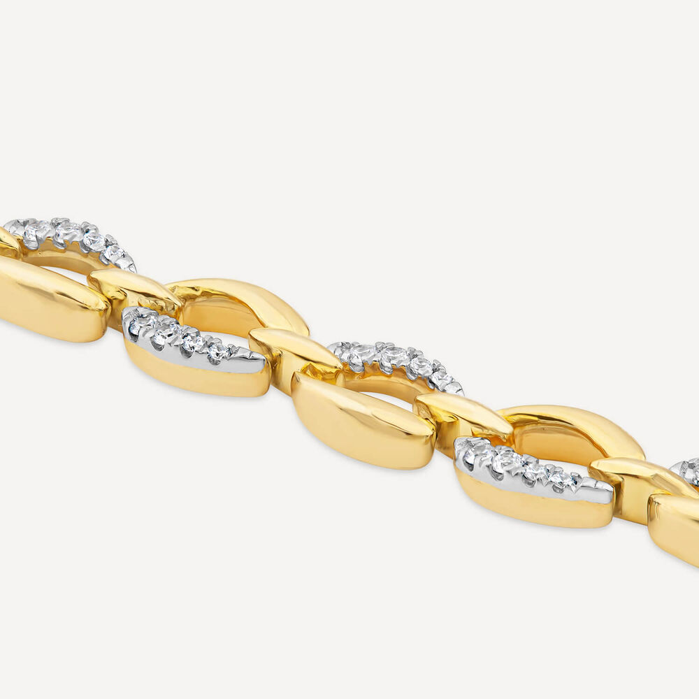9ct Yellow Gold 0.50ct Diamond & Polished Link Bracelet image number 2