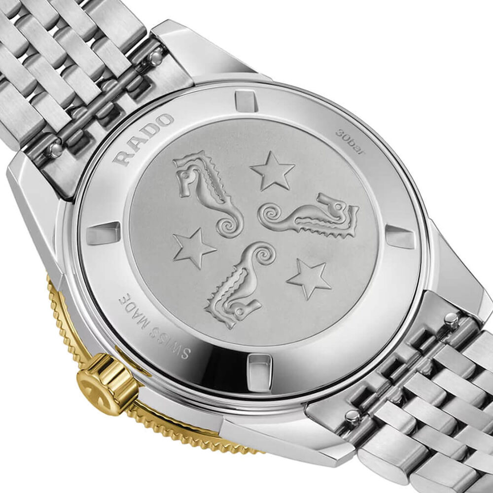 Rado Captain Cook Automatic 39mm Green Dial Yellow Gold PVD Steel Bracelet Watch image number 3