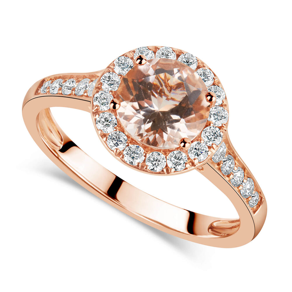 9ct Rose Gold 0.40ct Diamond & Morganite Round Cut Ring