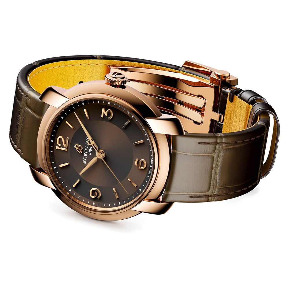 Bretling Lady Premier Automatic 36mm Brown Dial Leather Strap Watch image number 2