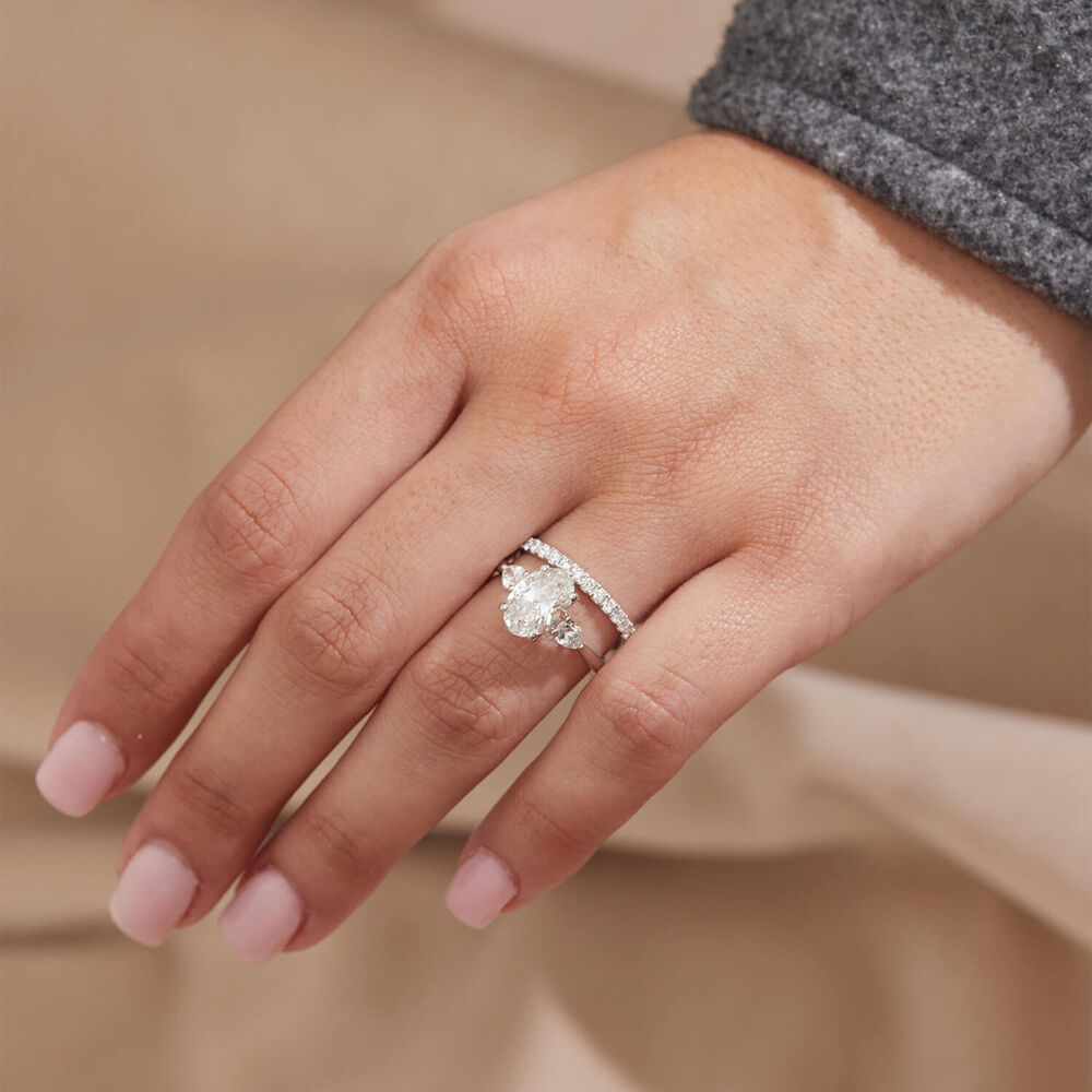 Born Platinum 0.25ct Lab Grown Diamond Claw Set Half Eternity Wedding Ring image number 3