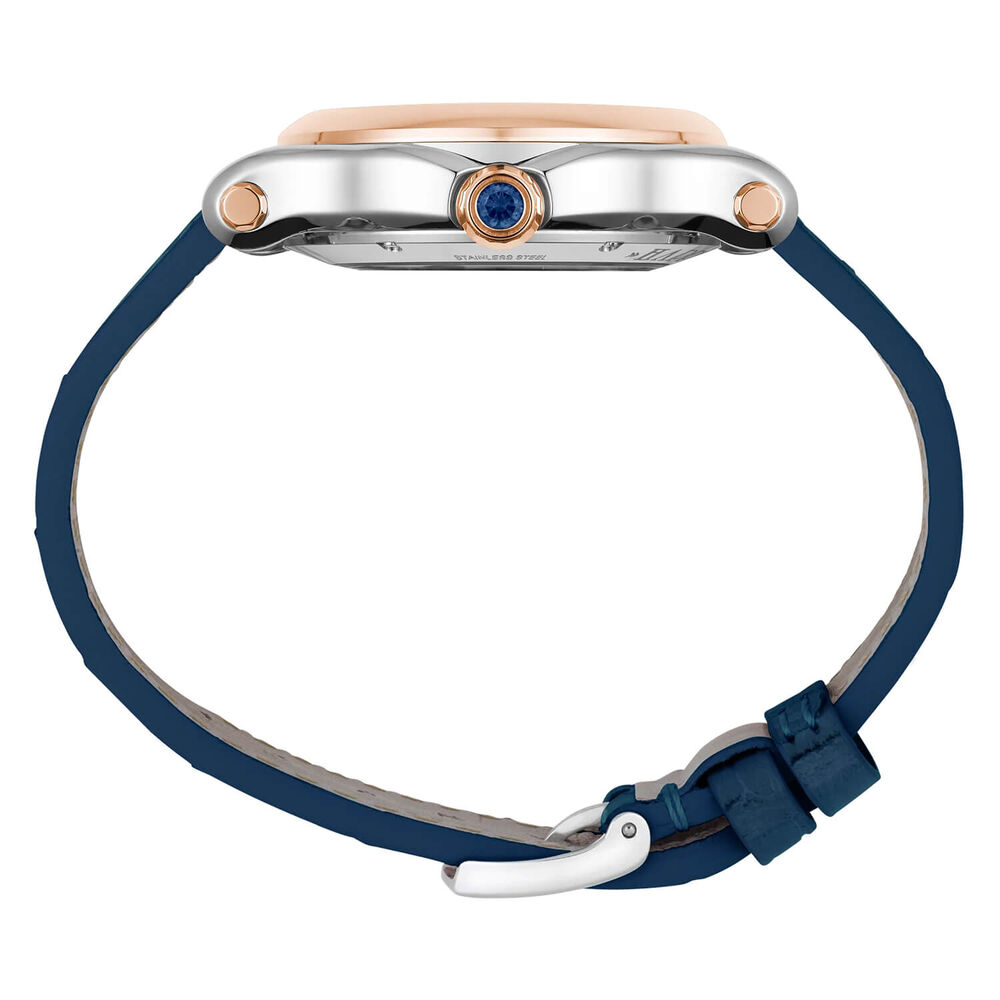 Chopard Happy Sport 36mm MOP Diamonds Blue Dial Leather Strap Watch