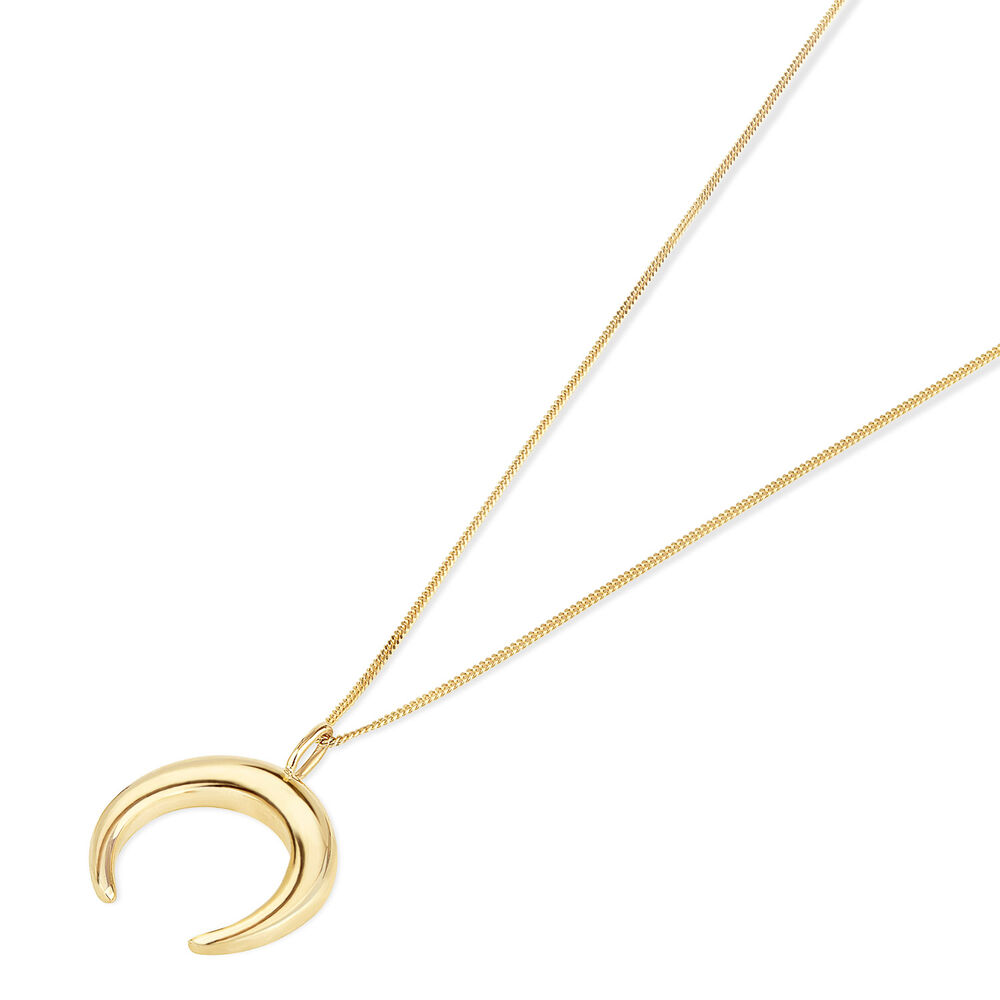 9ct Yellow Gold Crescent Pendant (Chain Included)