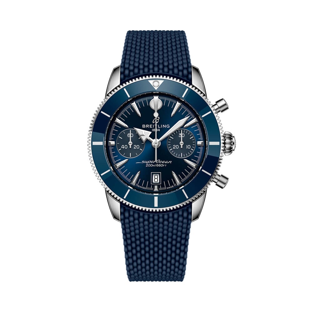 Breitling Superocean Heritage B01 Chronograph 42mm Blue Dial Mesh Rubber Strap Watch image number 0
