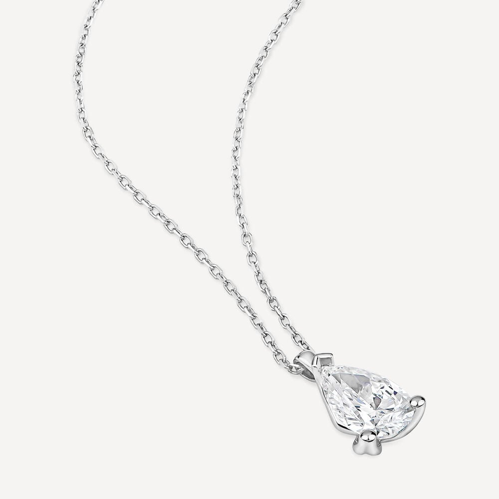 Born 9ct White Gold 1.00ct Lab Grown Pear Diamond Pendant image number 2