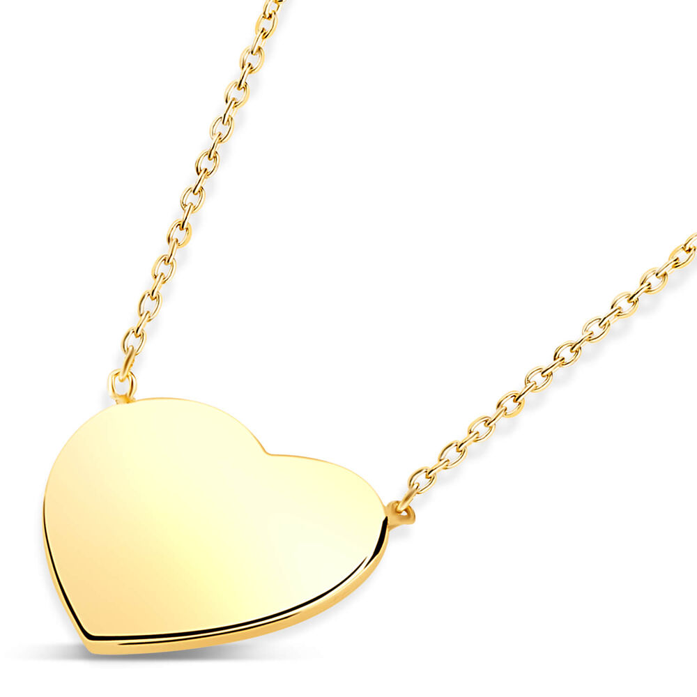 9ct Yellow Gold Plain Polished Heart Necklet image number 1