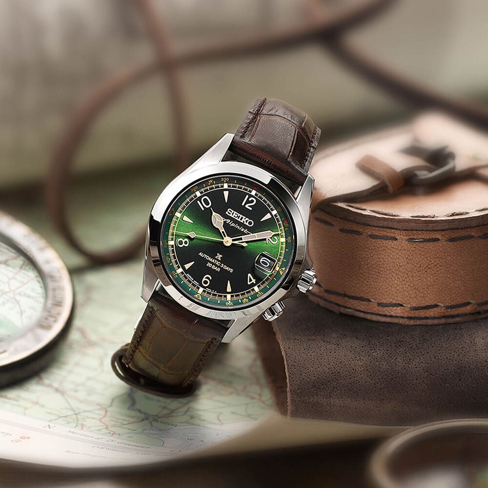 Seiko Prospex Alpinist 39.5mm Classic Pine Green Dial Brown Leather Strap Watch