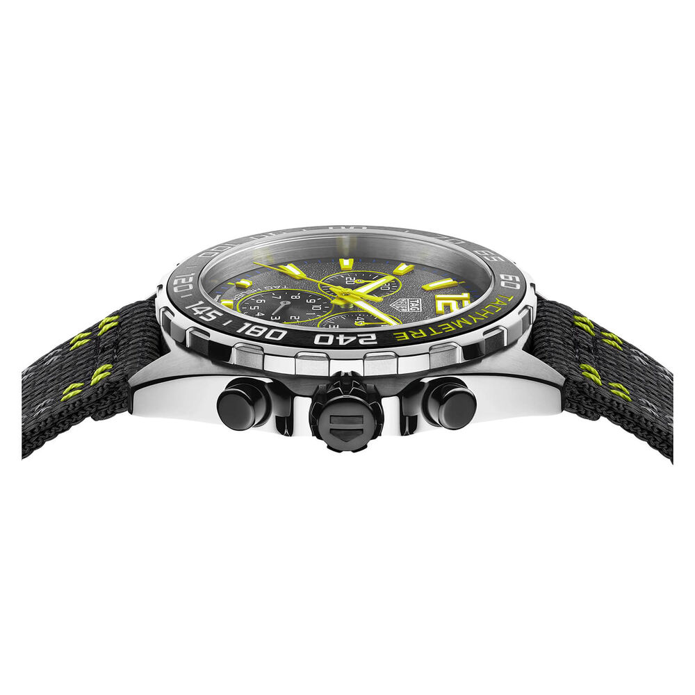 TAG Heuer Formula 1 Quartz 43mm Grey Yellow Detail Dial Chronograph  Black Nylon Strap Watch image number 3