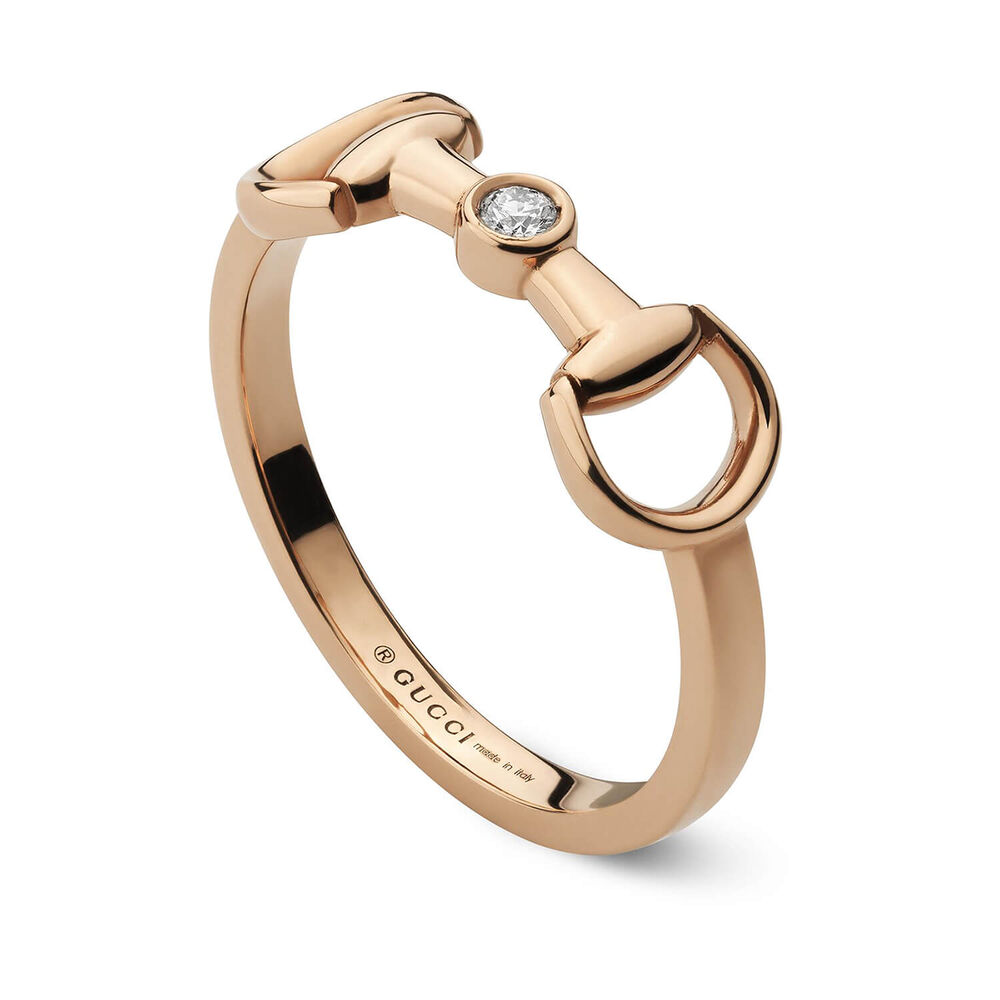 Gucci Horsebit 18k Rose Gold 0.03ct Diamond Ring (UK Size L) image number 0