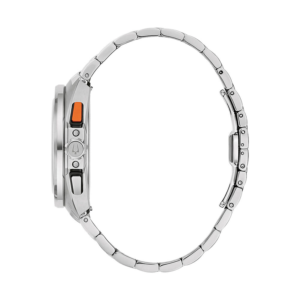 Bulova Racer Chronograph 42mm Blue Dial Black & Orange Bezel Steel Bracelet Watch image number 2