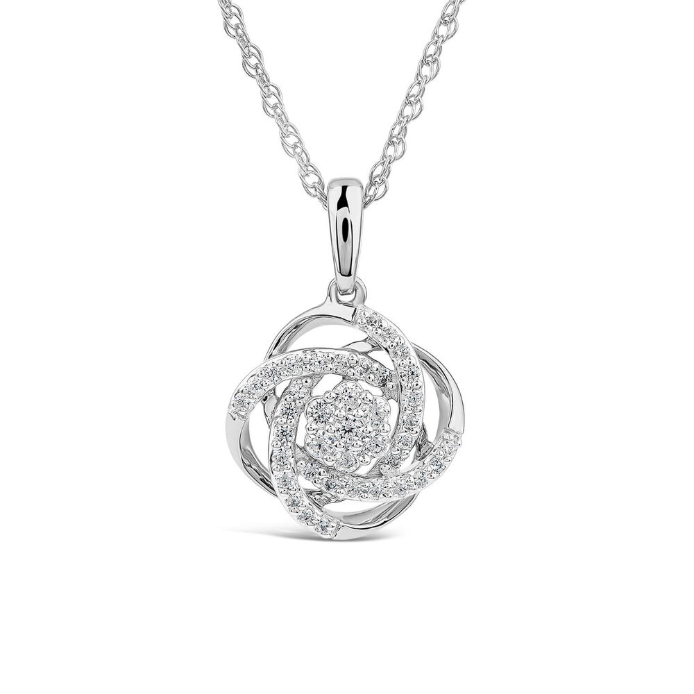 9ct White Gold 0.25ct Diamond Knot Wrap Pendant