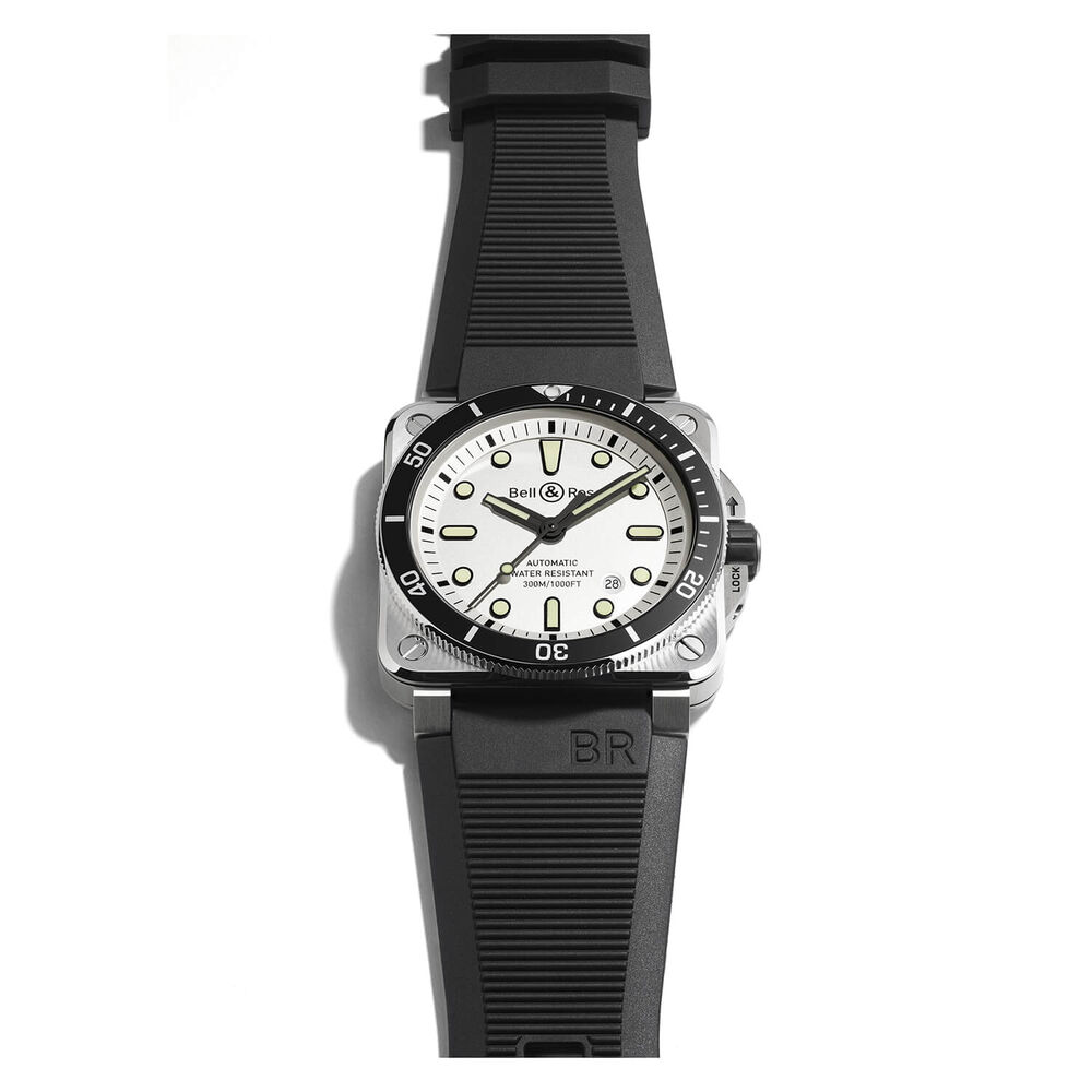 Bell&Ross Auto White Diver 42mm Silver Dial Black Strap Watch image number 2