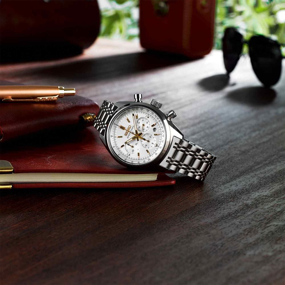 Seiko Prospex Speedtimer 145th Anniversary Limited Edition 42mm White Dial Chronograph Watch image number 6