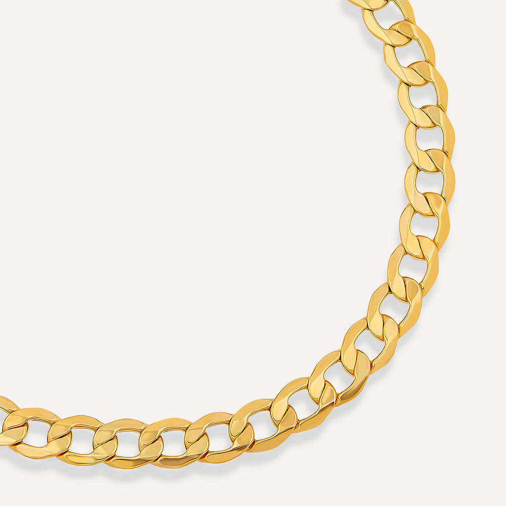 9ct Yellow Gold Six Sided Curb Chain Bracelet image number 1