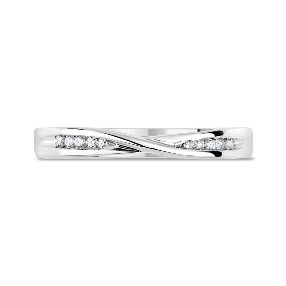 9ct White Gold Diamond 3mm Twist Wedding Ring image number 2