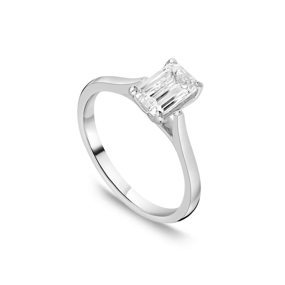 Born Platinum 1.20ct Lab Grown Emerald Cut Diamond Ring image number 0