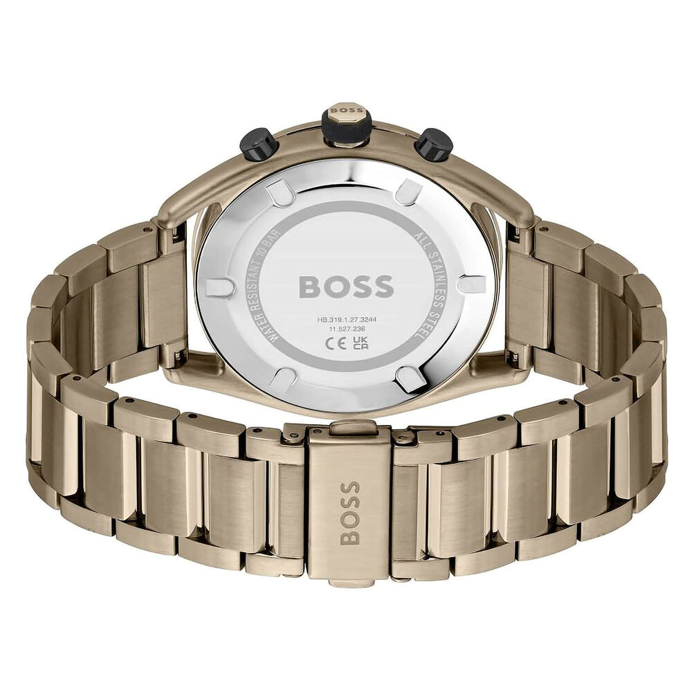 BOSS Center Court 44mm Black Chronograph Dial Beige IP Bracelet Watch image number 1