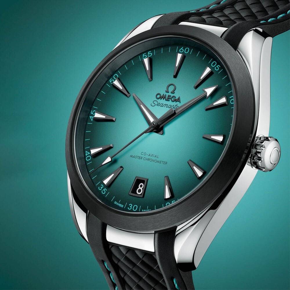OMEGA Seamaster Aqua Terra 150M 41mm Turquoise Dial Rubber Strap Watch image number 5