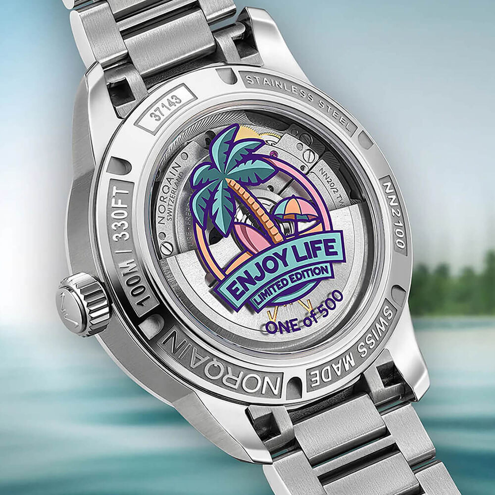 NORQAIN Freedom GMT Enjoy Life &ldquo;Holiday&rdquo; Limited Edition 40mm White Dial Steel Bracelet Watch