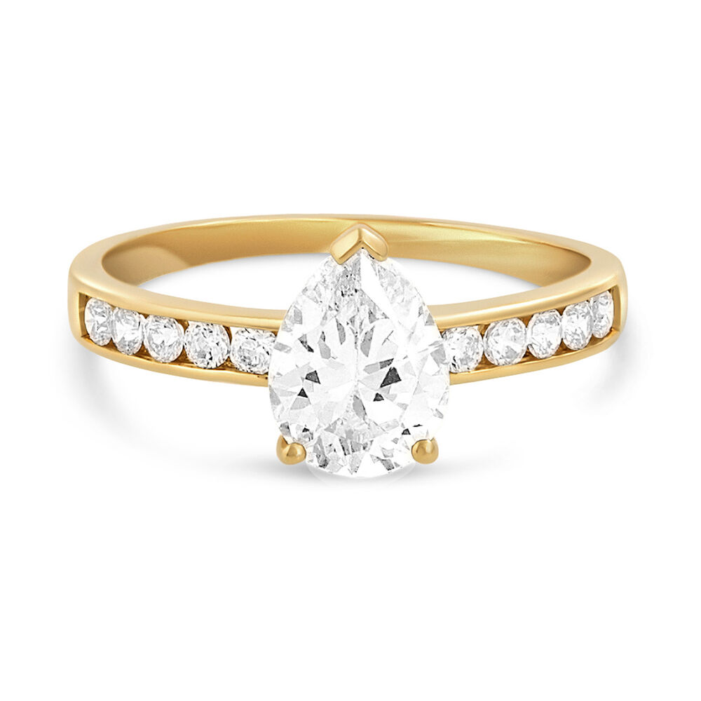 9ct Yellow Gold Pear Shaped Cubic Zirconia Dress Ring image number 4